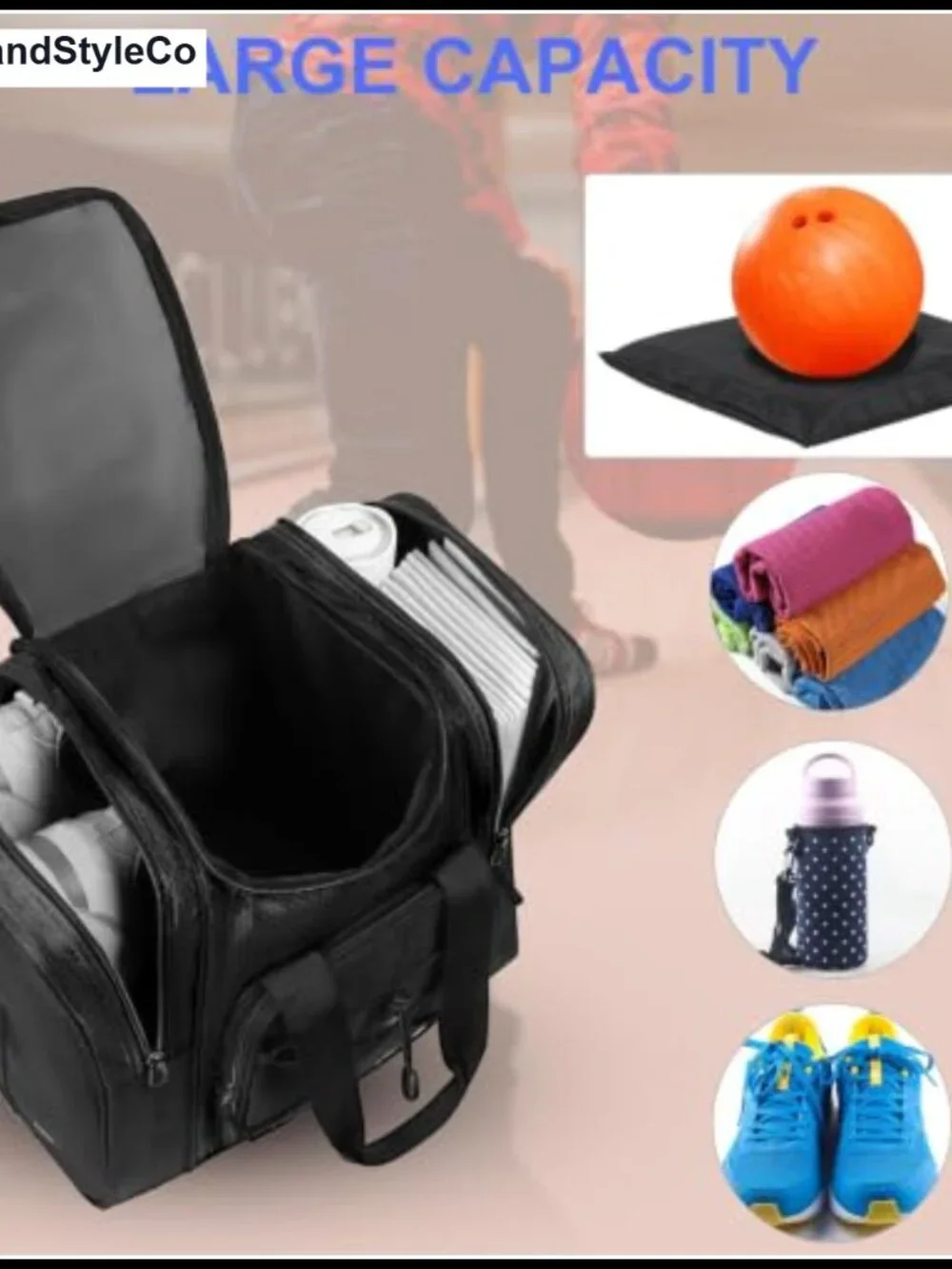 Bowling Ball Bag for Men & Women - Single Ball Tote with Padded Holder,